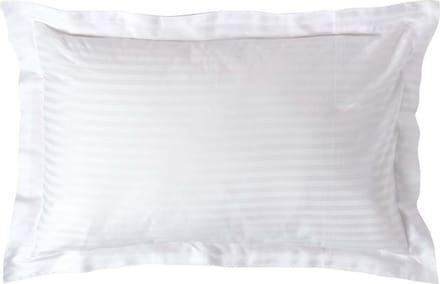 Homescapes kussensloop 48 x 74 cm Satijnen Streep met Opstaande Zoom - Wit 330 Draadtelling