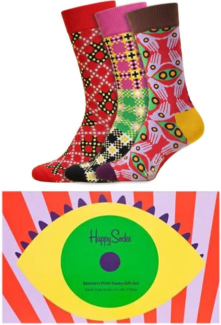 3 Paar – Happy Socks – Giftbox Abstract Print – Dames & Heren – Roze