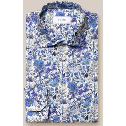 Eton Overhemd Floral Pattern Signature Twill Blauw / male