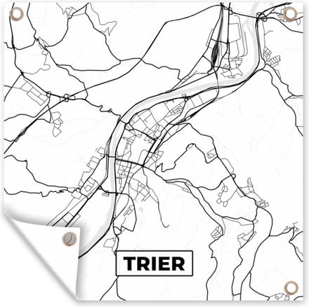 Tuindoek Kaart - Trier - Plattegrond - Stadskaart - 100x100 cm