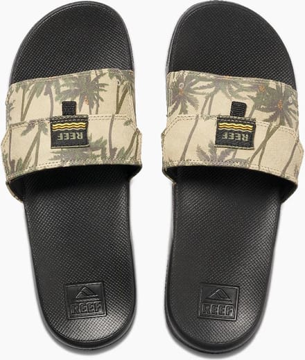 Reef Heren Stash Slide Slippers Tan Palm Maat US8 EU40
