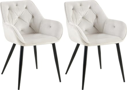 CLP Cassis Set van 2 Eetkamerstoelen - Met armleuning - Velvet - Fluweel - licht grijs Fluweel