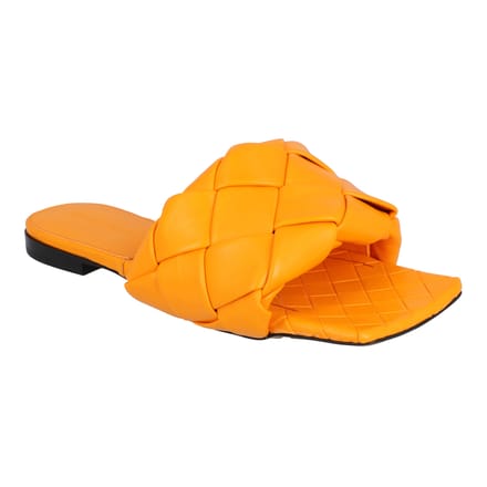 Bottega Veneta Lido Platte Sandalen oranje