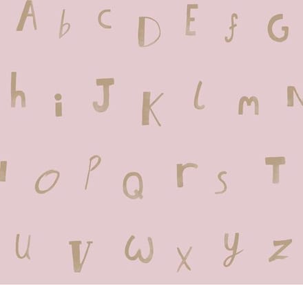 Dutch Wallcoverings - Make Believe Alphabet roze/goud
