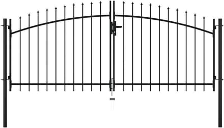 Dubbele Tuinpoort - Metalen Hek - Perceel Afscheiden - Speerpunten Design - 300 x 150 cm - Zwart