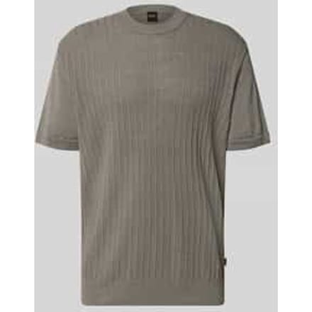 T-shirt BOSS Orange grijs structuur strepen normale fit