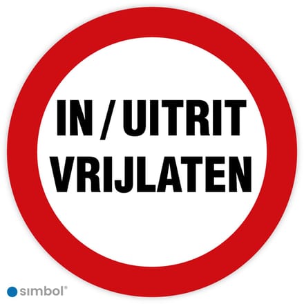 Simbol® - Stickers In/Uitrit vrijlaten - Formaat ø 20 cm.
