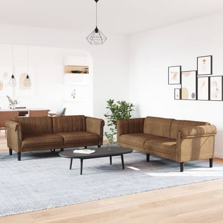 vidaXL - 2-delige - Loungeset - fluweel - bruin