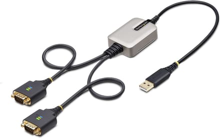 StarTech.com 60cm 2-Port USB naar Seriëel Adapter Kabel, COM Retention, Verwisselbare DB9 Schroeven/Moeren, USB-A naar RS232 DB9 Converter, FTDI IC, ESD Bescherming, Windows/macOS/ChromeOS/Linux