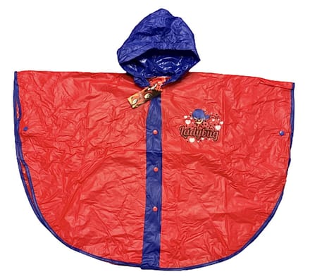 Miraculous Ladybug Regenponcho - Regencape - PVC - Rood/blauw - Maat 134/140 (±9/10 jaar)