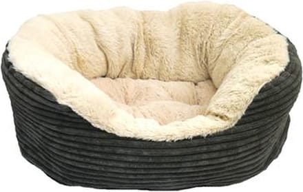 Luxe Hondenmand Ovaal Jumbo | Grijs Corduroy & Crème Pluche