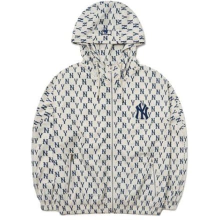 Veste MLB Basic Logo New York Yankees Imprimé All Over Coupe Ample Veste Unisexe Crème 3AWJM0121-50CRS S white
