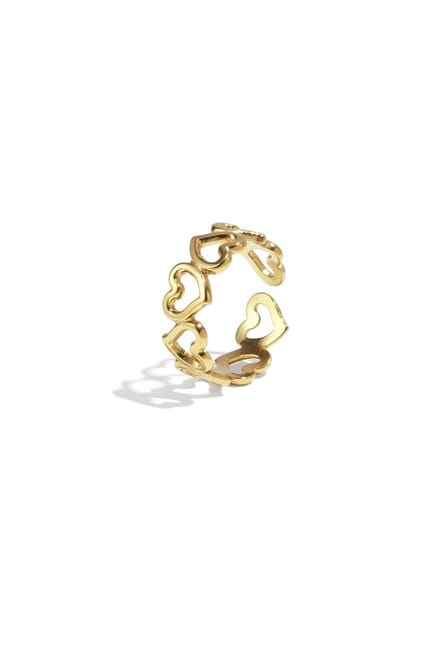Goudkleurige ring met open hartjes – verstelbaar – minimalistisch design- one size- Yehwang