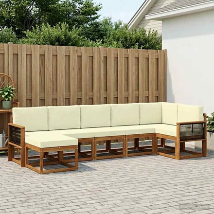 vidaXL - Buiten - bank - set - 7 - st - Natuurlijk - en - Crème - Polyester