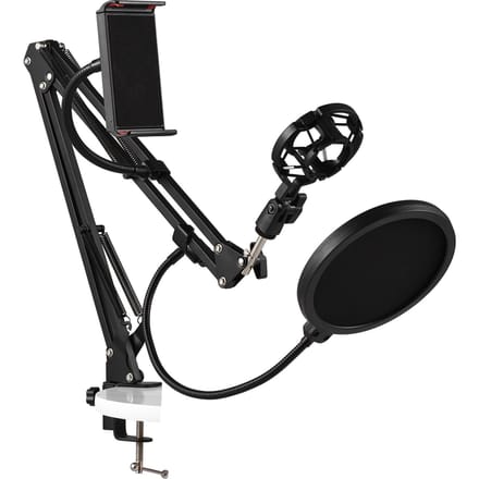 Microfoonarmstandaard Verstelbare Desktop Microfoonbeugel met Microfoonklem, Schokdemper, 3/8in naar zwart