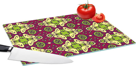 Glazen Snijplank - 39x28 - Patroon - Versiering - Groen - Snijplanken Glas