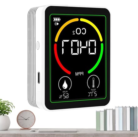 Luchtkwaliteitsmeter - Digitale Sensor - Binnenklimaat Beheer - HD Data Weergave - 9x7x3.5 cm - Wit