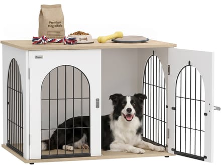 PawHut Hondenbench - Spaanplaat, Metaal - 80 x 56 x 59 cm - Wit