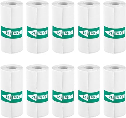 Thermisch Stickerpapier 55x25mm - Pack van 10 Rollen - Voor Mini-Pocketprinter - Zelfklevend Printerpapier - Stickermaker Navulling - Instantcamera's - Kinderen - Wit