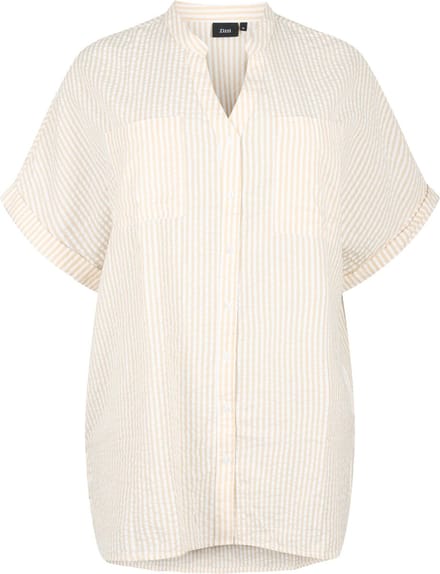 ZIZZI CALENE 1/2 SHIRT Dames Blouse - Beige - Maat S (42-44)