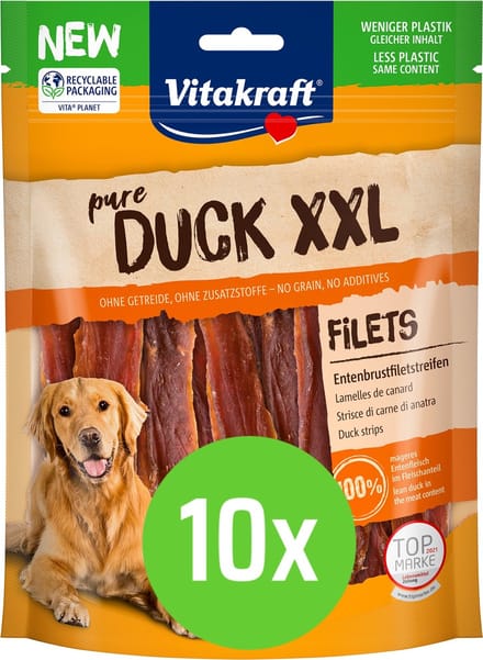 Vitakraft Duck XXL Eendenvleesstrips - hondensnack - 250 gram - 10 verpakkingen