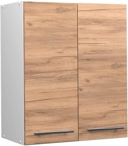 Moderne Keukenkast Hangkast 60 cm Hoogglans Wit en Goldkraft