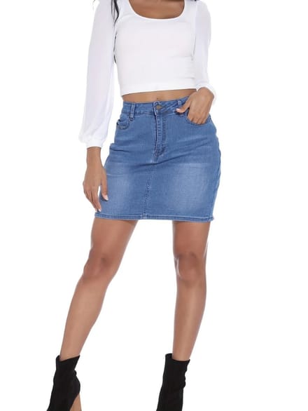 Livano Spijkerrok - Rok - Jeansrok Dames - Denim - Spijkerjurk - S
