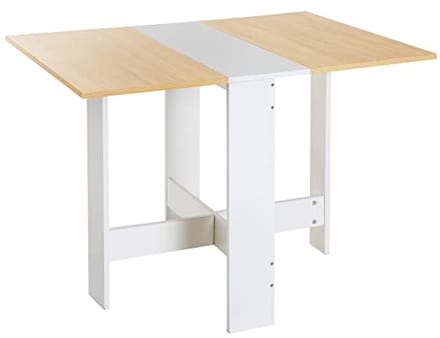 Multifunctionele Klaptafel voor Kleine Ruimtes - Eettafel, Bureau of Bijzettafel - Wit en Eiken Afwerking