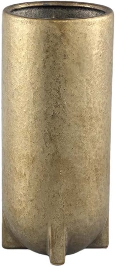 PTMD Mardix Ronde Bloempot - H30 x Ø14 cm - Keramiek - Goud