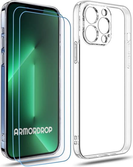 ArmorDrop Transparant Hoesje Inclusief 2x Screenprotector Geschikt Voor iPhone 13 Pro