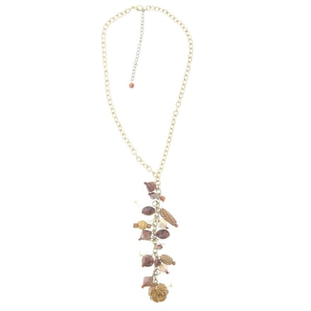Behave Dames Ketting - Hanger Met Bruine Kralen, 41 cm