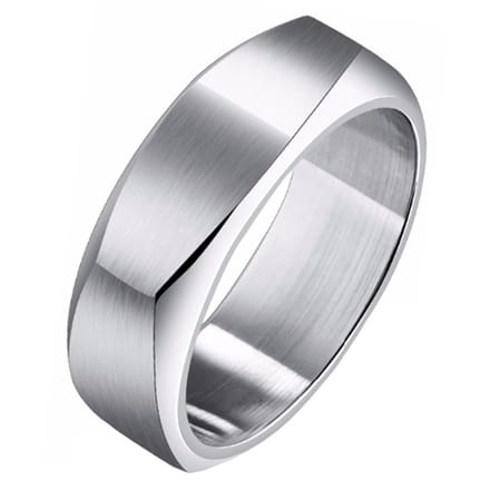 Zilverkleurige Mendes heren ring gepolijst Staal-20mm