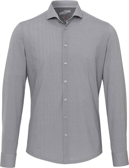 Pure The Functional Shirt Print Grijs - Maat 37 - Heren - Overhemden Casual