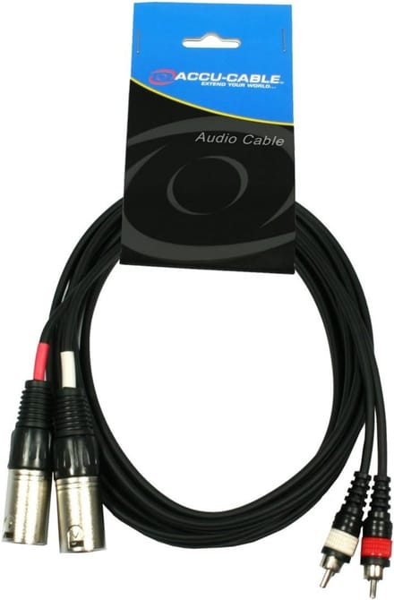 Audio kabel 2 x XLR mannelijk naar 2 x RCA