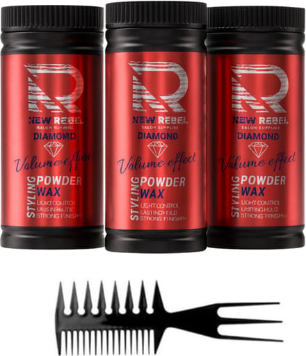 New Rebel Volume Effect Poeder – 3 Stuks + Styling Kam – Direct Volume & Flexibele Hold – 20g per stuk