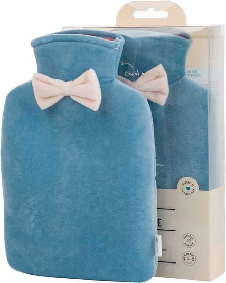 WARMWATERKRUIK MET FLUWELEN HOES - 1L - STAALBLAUW