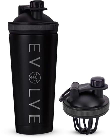 Fit Evolve® RVS Shakebeker - Proteïne Shaker - BPA vrij - 700ml - Mat Zwart