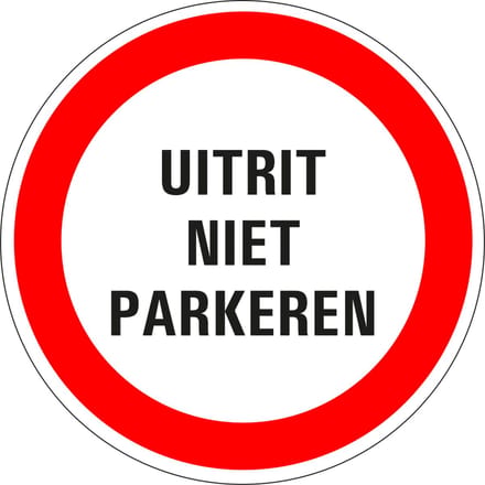 Niet parkeren uitrit sticker 50 mm - 10 stuks per kaart