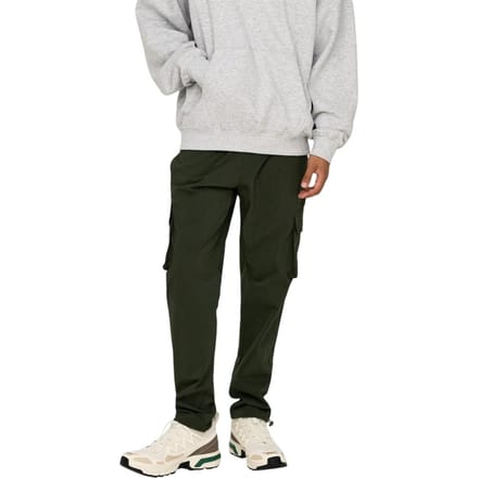 Only Heren Cargo Broek met Koord Taille (Olijf)