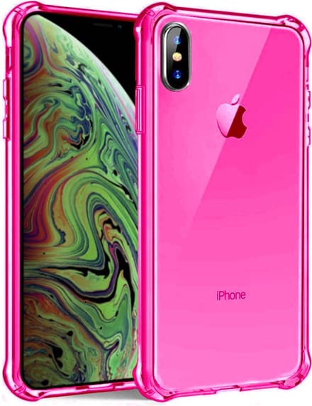 Smartphonica iPhone Xs Max transparant siliconen hoesje - Neon Roze geschikt voor iPhone Xs Max