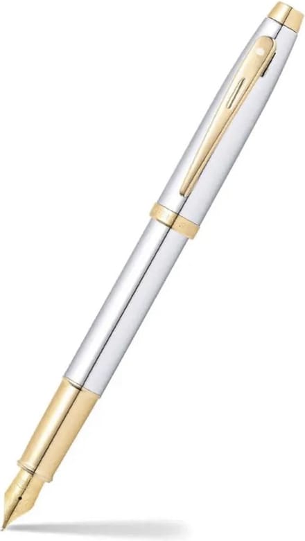 Sheaffer vulpen - 100 E9340 - M - Bright chrome gold tone