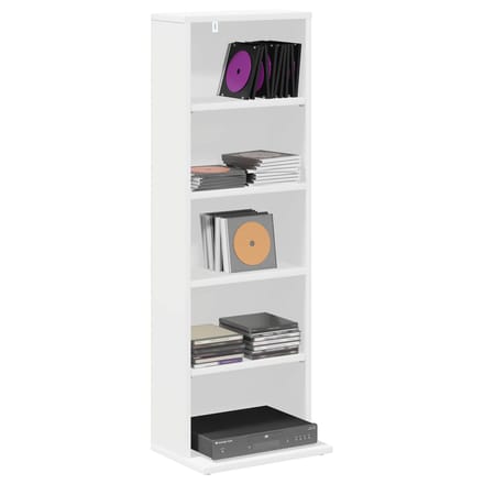 vidaXL - CD - Kast - Wit - 33 - x - 23,5 - x - 97,5 - cm - Bewerkt - hout