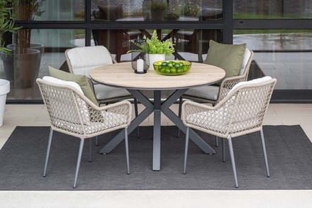 GI Toledo/Edison Ø122 cm. (5-delig) - ronde tuinset