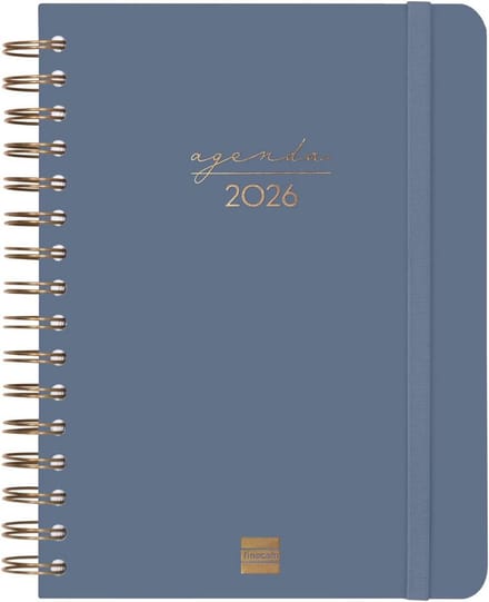 Jaarplanner 2026 Spiraal A5 - Dagindeling - 12 Maanden Agenda met Elastiek - Hardcover
