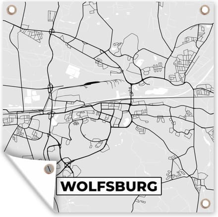 Tuindoek Plattegrond - Wolfsburg - Kaart - Stadskaart - Duitsland - 100x100 cm