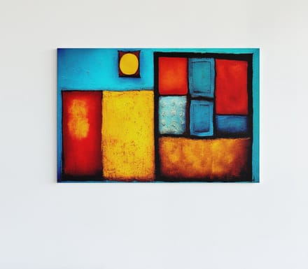 Canvas Schilderij - Abstract vormen - Kleurrijk - 90x60x2 cm
