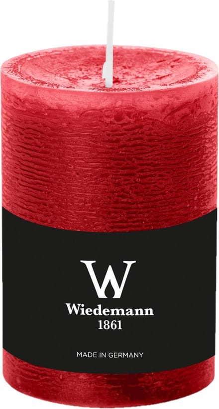 Wiedemann Cilinderkaars/stompkaars - rustieke kaars - rood - 7 x 10 cm - 43 branduren
