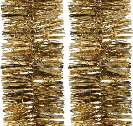 Decoris Kerstslinger - 4x - guirlande - goud - glanzend lametta - 270 cm