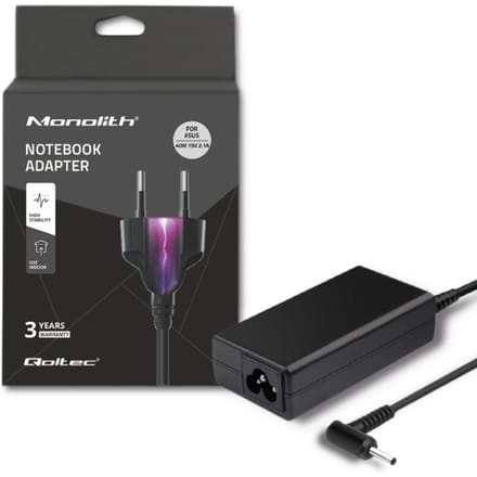 Qoltec laptopvoeding voor Asus 40W |   19V |   2.1A |   2.5*0.7 |   Stroomkabel