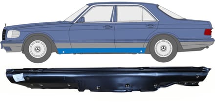 Volledige dorpel voor Mercedes S-Class W126 1979-1991 / Links